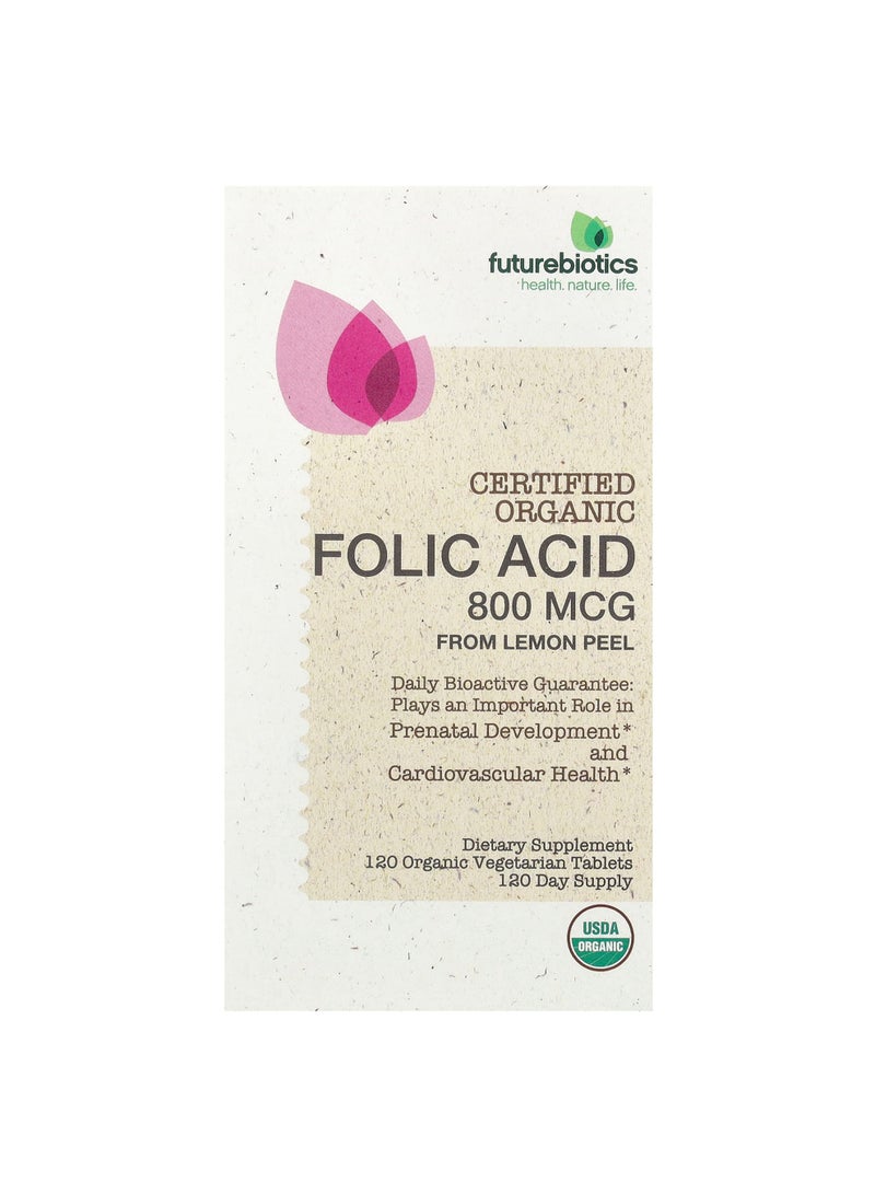 Folic Acid From Lemon Peel, 800 mcg, 120 Organic Vegetarian Tablets